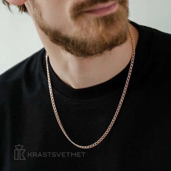 Цепь из красного золота 585, плетение «Ромб двойной»